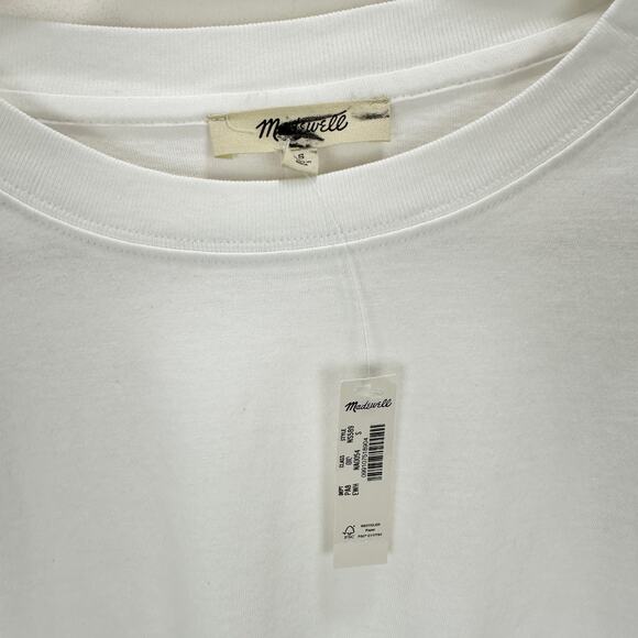 Madewell Easy Crewneck Long Sleeve Tee Top Oversized Relaxed White Basics S NWT - Picture 9 of 13